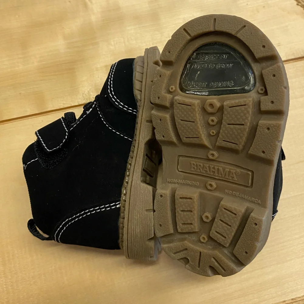 Brahma Kids Black Suede Lace Up Hook Loop Boots Size 2‎ Toddler